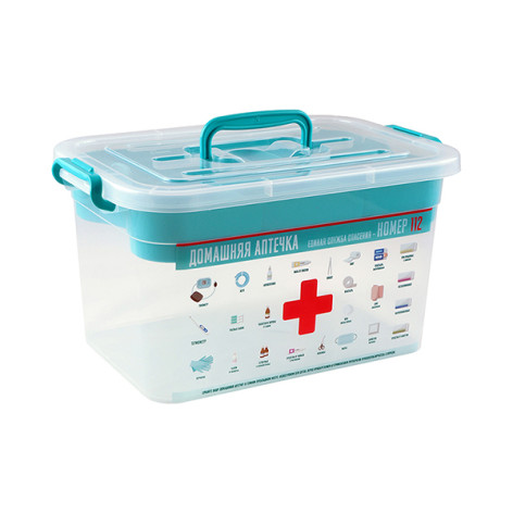 Контейнер пластиковый для аптечки  6,5 л 310*200*180 мм с вкладышем Домашний доктор Полимербыт