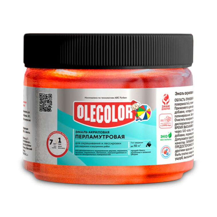 Фото Эмаль универсальная акриловая OLECOLOR терракотовая перламутровая 0,1кг