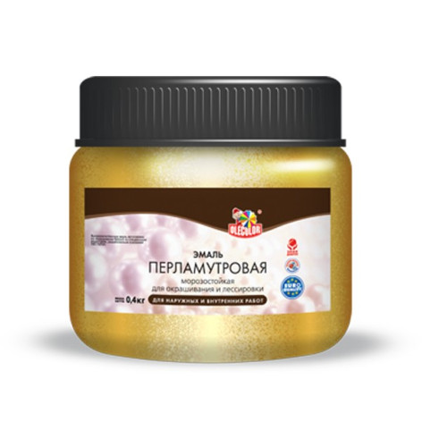 Эмаль универсальная акриловая OLECOLOR золото перламутровая 0,3кг
