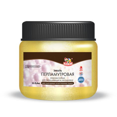 Эмаль универсальная акриловая OLECOLOR золотой жемчуг перламутровая 0,3кг