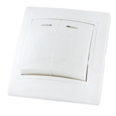 Выключатель 2 кл. с подсветкой белый керам. 10А Выключатель 2 кл. с подсветкой белый керам. 10А