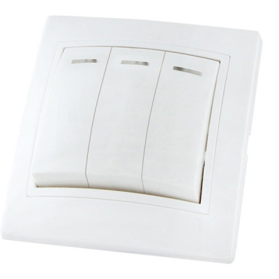 Выключатель 3 кл. с подсветкой белый керам. 10А 