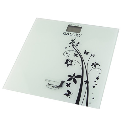 Весы напольные электронные стекло 180 кг деление 0,1 кг дисплей Черный рисунок Galaxy