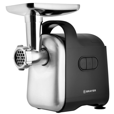 Мясорубка 2000 Вт 2 кг/мин реверс 2 диска 3 насадки черно-стальной Brayer