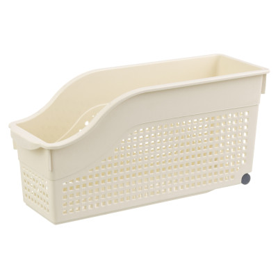 Контейнер пластиковый хозяйственный на колесах 355*130*170 мм узкий слоноая кость Лофт Violet