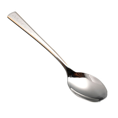 Ложка нерж сталь столовая  3 мм 3 шт гладкая с вьющимися веточками Baizheng