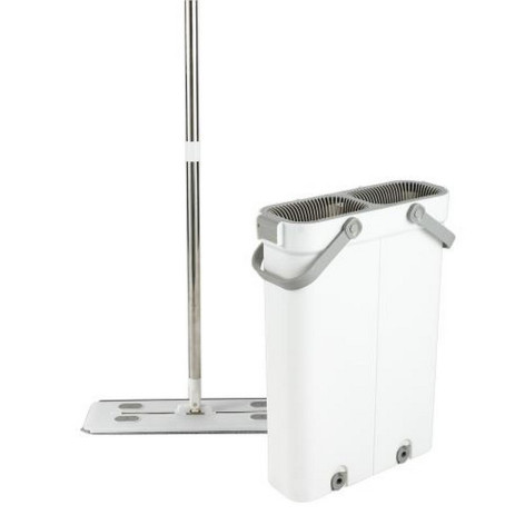 Набор ведро пластиковое 14 л + швабра метал светло серый Baizheng