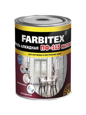 Эмаль алкидная ПФ-115 FARBITEX белая матовая 5 кг Эмаль алкидная ПФ-115 FARBITEX белая матовая 5 кг