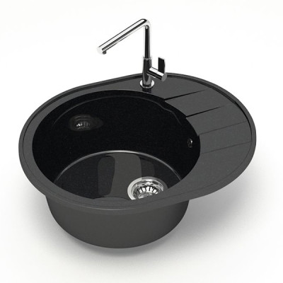 Мойка кухонная гранитная Z028 Агна (черная) 615*500*228мм (чаша 430*430мм) глянец Мойка кухонная гранитная Z028 Агна (черная) 615*500*228мм (чаша 430*430мм) глянец