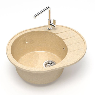 Мойка кухонная гранитная Z028 Агна (слоновая кость) 615*500*228мм (чаша 430*430мм) глянец Мойка кухонная гранитная Z028 Агна (слоновая кость) 615*500*228мм (чаша 430*430мм) глянец