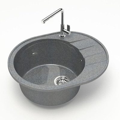 Мойка кухонная гранитная Z028 Агна (темно-серая) 615*500*228мм (чаша 430*430мм) глянец Мойка кухонная гранитная Z028 Агна (темно-серая) 615*500*228мм (чаша 430*430мм) глянец