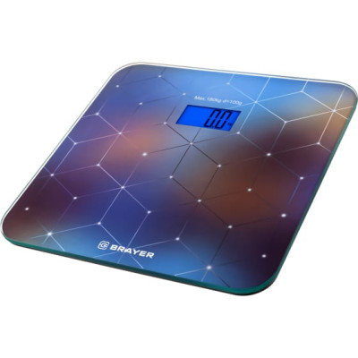 Весы напольные электронные стекло BR3733 Brayer вес до 180 кг, разм 30*30 см