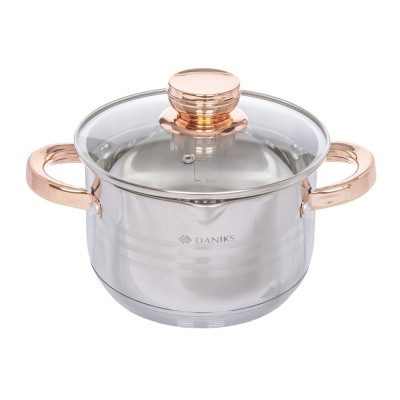 Кастрюля нерж сталь 3 л стекл крышка мет ручка индукция Вена Daniks Кастрюля нерж сталь 3 л стекл крышка мет ручка индукция Вена Daniks