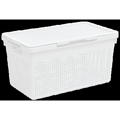 Корзина пластиковая для белья 21 л 450*260*245 мму зкая с крышкой белый Лофт Violet