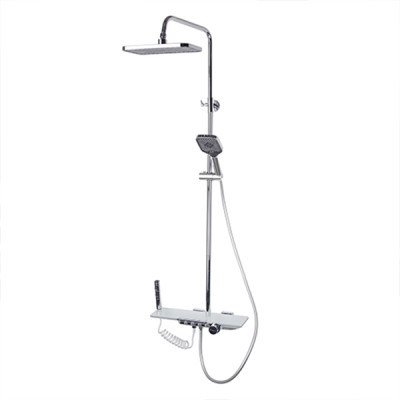 Смеситель душевая система DIKALAN для ванны c картриджным пер. LED подсветка Хром/Белый (5) Kn90135