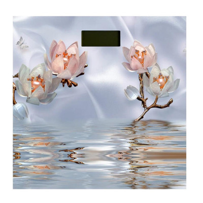 Весы напольные электронные стекло 180 кг 30*30 см Кувшинки Maxtronic