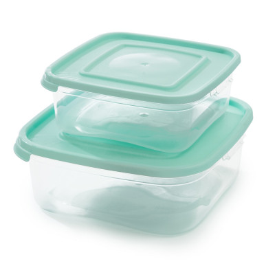 Набор пластиковых контейнеров 2 шт квадратный 0,7 л 1,4 л микс Дуэт Полимербыт