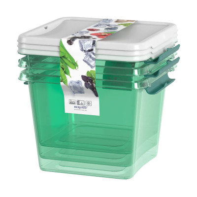 Набор пластиковых контейнеров 3 ш 1,5 л прямоуг мята полупрозрачный Monaco Berossi Набор пластиковых контейнеров 3 ш 1,5 л прямоуг мята полупрозрачный Monaco Berossi