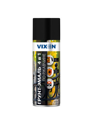 Грунт-эмаль аэроз. по ржавчине 4 в 1 черный янтарь RAL9005 520мл Vixen VX519005 Грунт-эмаль аэроз. по ржавчине 4 в 1 черный янтарь RAL9005 520мл Vixen VX519005