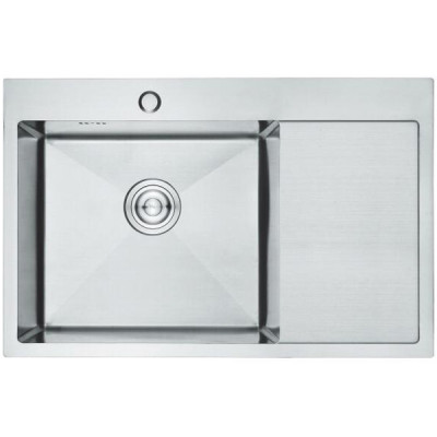 Мойка кухонная врезная нерж. стали 78х51*22*0,3см, Сатин Левая (с сиф; чаша 47*41*22см) Aflorn