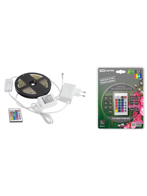 Комплект светодиодной ленты SMD5050-30 LED/м-12 В-7,2 Вт/м-IP65-RGB (3 м), 18 Вт, IR-контроллер TDM Комплект светодиодной ленты SMD5050-30 LED/м-12 В-7,2 Вт/м-IP65-RGB (3 м), 18 Вт, IR-контроллер TDM