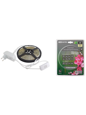 Комплект светодиодной ленты SMD2835-60 LED/м-12 В-4,8 Вт/м-IP65-3000 К (5 м), 24 Вт TDM Комплект светодиодной ленты SMD2835-60 LED/м-12 В-4,8 Вт/м-IP65-3000 К (5 м), 24 Вт TDM