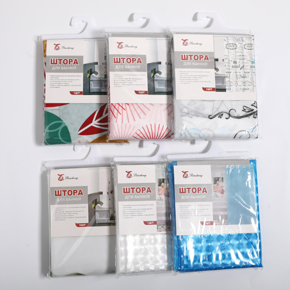 Штора для ванной PEVA 3D 180х180см синий Baizheng BZ-DMT-1001G