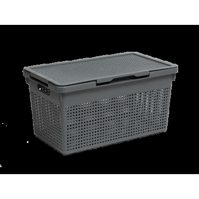 Корзина пластиковая для белья 21 л 450*260*245 мм узкая с крышкой серый Лофт Violet