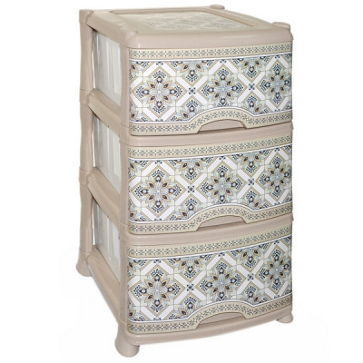 Комод пластиковый 3-х секционный 390*470*730 мм Мозаика Violet Комод пластиковый 3-х секционный 390*470*730 мм Мозаика Violet