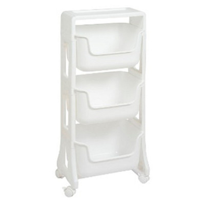 Этажерка пластиковая 3-х ярусная на колесах 401*260*943 мм белый Junior Violet Этажерка пластиковая 3-х ярусная на колесах 401*260*943 мм белый Junior Violet