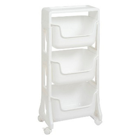 Этажерка пластиковая 3-х ярусная на колесах 401*260*943 мм белый Junior Violet