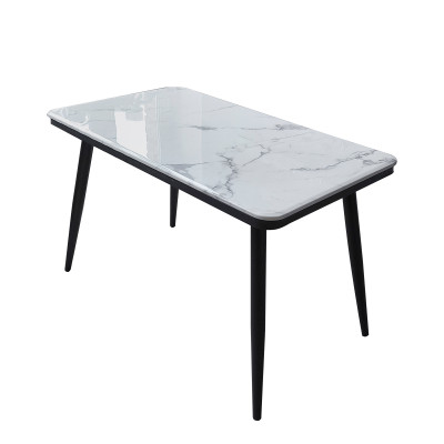 Стол кухонный керамогранит 120*70 см каркас металл черные ноги Стол №6 3 части Baizheng