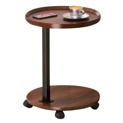 Стол МДФ журнальный 40*40*60 см 2-х ярусный рама металл черный на колесиках орех Baizheng Стол МДФ журнальный 40*40*60 см 2-х ярусный рама металл черный на колесиках орех Baizheng