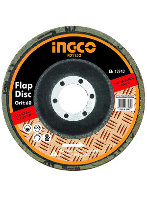 Круг шлифовальный лепестковый торцевой 115*22 (P60) (10шт) FD11521 INGCO