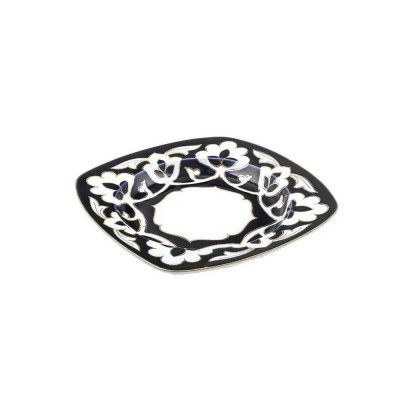 Тарелка керамическая суповая 21,5 см 500 мл квадрат золото Пахта Риштанская керамика