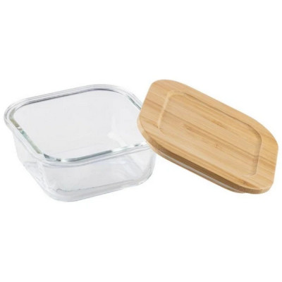 Контейнер стеклянный 500 мл квадратный дерев крышка Bambu Leonord