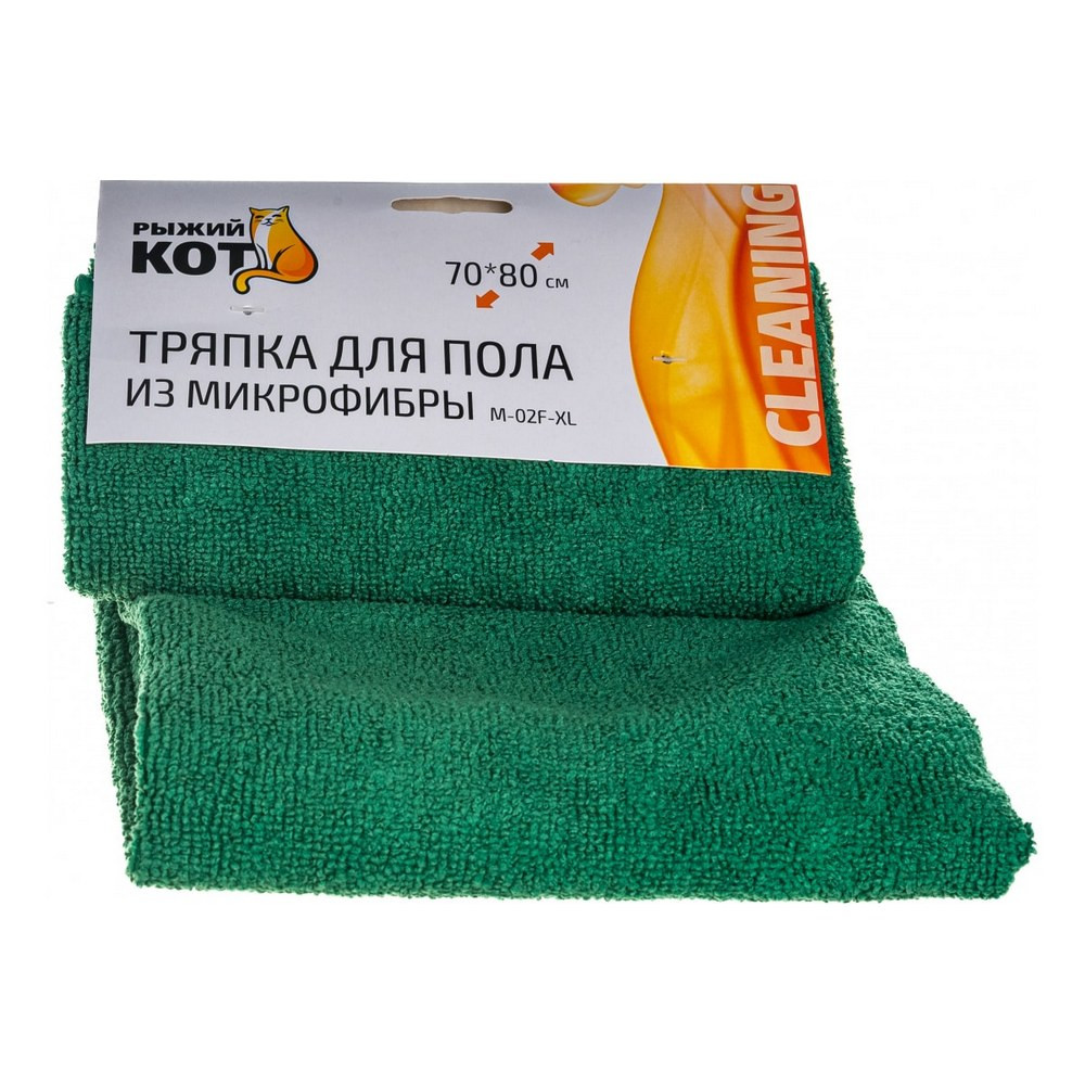 Тряпка микрофибра для пола 70*80 см 250 гp/м² зеленый M-02F-XL Рыжий кот