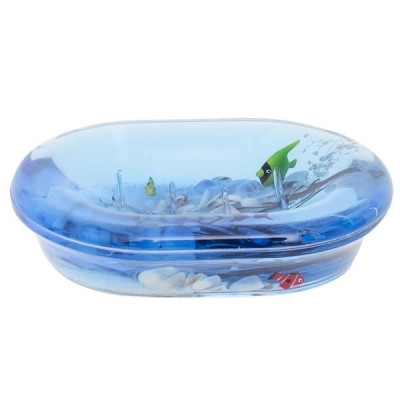 Мыльница A8759 Морские рыбки голубая