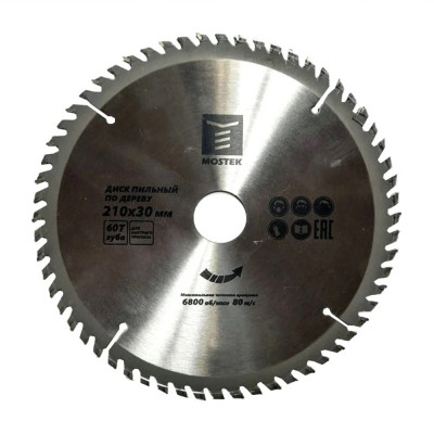 Диск пильный для циркулярных пил по дереву 210 х 30-30 х 60 T MosTek
