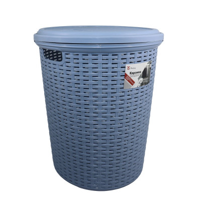 Корзина пластиковая для белья 60 л 420*420*525 мм круглая крышка в ассортименте Baizheng