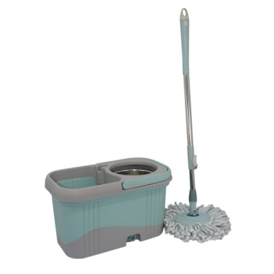 Набор ведро пластиковое с отжимом + швабра металл 46*26*27 см 2 насадки микрофибра Baizheng