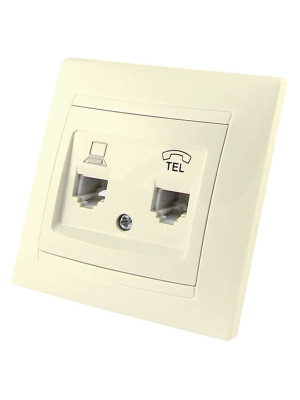 Розетка телефонная RJ11 + компьютерная RJ45 сл. кость Розетка телефонная RJ11 + компьютерная RJ45 сл. кость