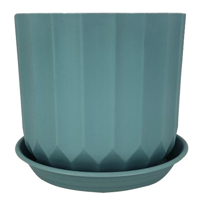 Горшок пластиковый 3,4 л 17,6*16,3*16,2 см с поддоном голубой Baizheng