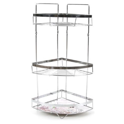 Полка металлическая для ванной 3-х ярусная угловая 21,5*21,5*53 см серебро Baizheng Полка металлическая для ванной 3-х ярусная угловая 21,5*21,5*53 см серебро Baizheng