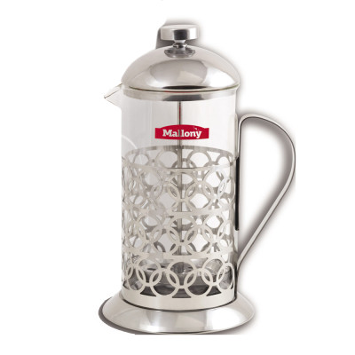 Френч-пресс стеклянный 600 мл в подставке нерж сталь OlimpiaMallony Френч-пресс стеклянный 600 мл в подставке нерж сталь OlimpiaMallony