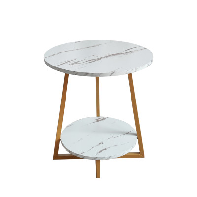 Стол МДФ журнальный 50*50*50 см 2-х ярусный рама металл золото белый мрамор Baizheng Стол МДФ журнальный 50*50*50 см 2-х ярусный рама металл золото белый мрамор Baizheng