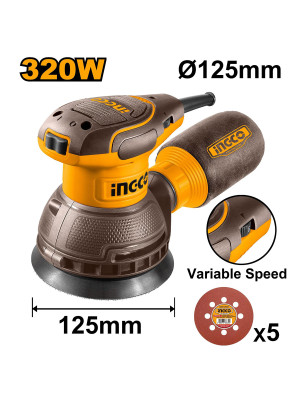 Эксцентриковая шлифовальная машина 320Вт 125мм рег.обор. SUPER INGCO RS3216 INDUSTRIAL
