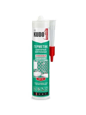 Герметик силиконовый нейтральный санитарный бесцветный 280мл Kudo