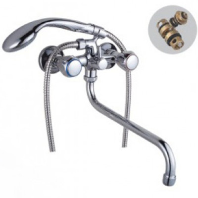 Смеситель для ванны двухвентильный DIKALAN D6550-S80 Хром Излив 35см