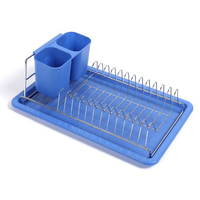 Сушилка металлическая для посуды 34,5*18*11,5 см пласт поддон синий Baizheng Сушилка металлическая для посуды 34,5*18*11,5 см пласт поддон синий Baizheng